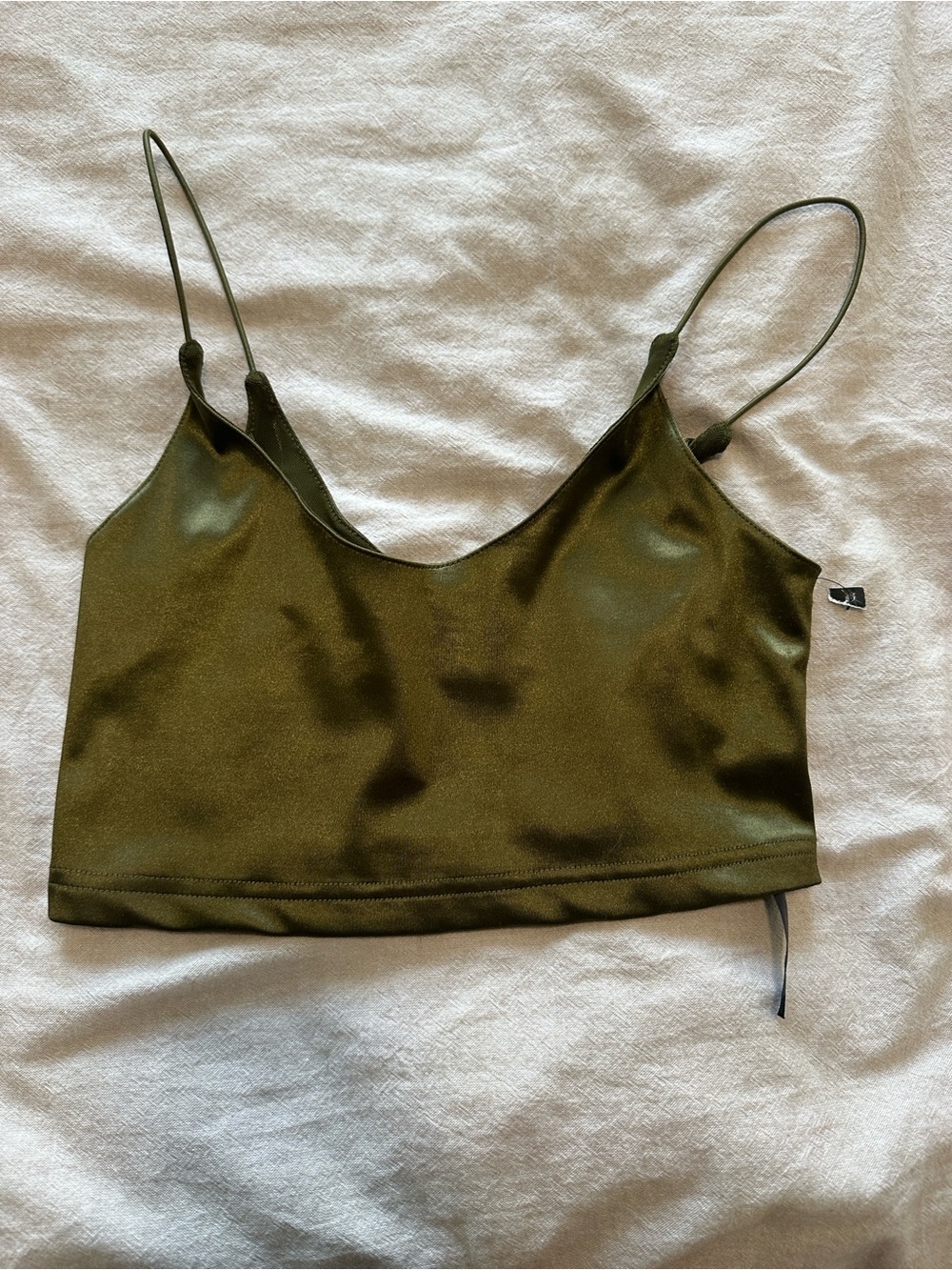 Urban Outfitters Olive Satin Cami Crop